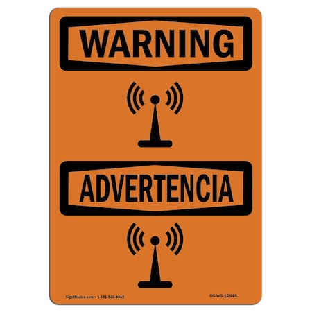 Signmission OSHA WARNING Sign, Radio Frequency Hazard Bilingual, 24in X 18in Decal, 24" W, 18" H, Landscape OS-WS-D-1824-L-12846